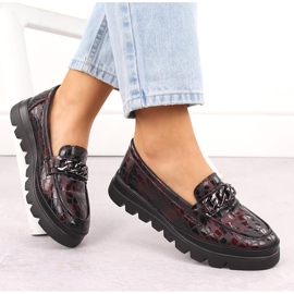 Zapatos de mujer de piel, mocasines con cadena, burdeos Filippo DP6467 rojo 5