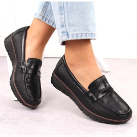 Zapatos de mujer de piel, mocasines con cuña, negro Filippo DP6455 5