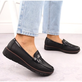 Zapatos de mujer de piel, mocasines con cuña, negro Filippo DP6455 6