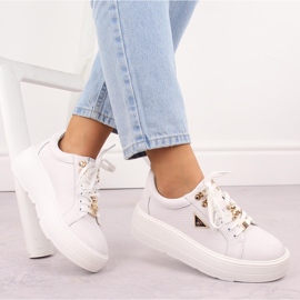 Zapatos de mujer blancos de piel con plataforma Filippo DP6382 4