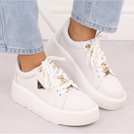 Zapatos de mujer blancos de piel con plataforma Filippo DP6382 6