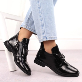 Botines de mujer de charol con decoración, negro Filippo DBT4763 4