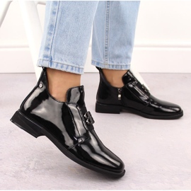 Botines de mujer de charol con decoración, negro Filippo DBT4763 5