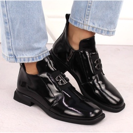 Botines de mujer de charol con decoración, negro Filippo DBT4763 6