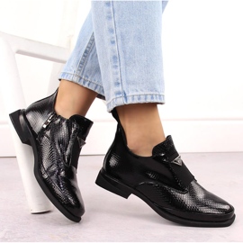 Botines de mujer de charol con decoración de cocodrilo, negro Filippo DBT6425 4