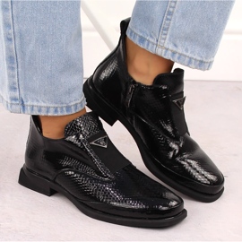 Botines de mujer de charol con decoración de cocodrilo, negro Filippo DBT6425 6