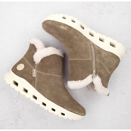 Botines de mujer de piel impermeables, botas de nieve beige Rieker M6050-64 12