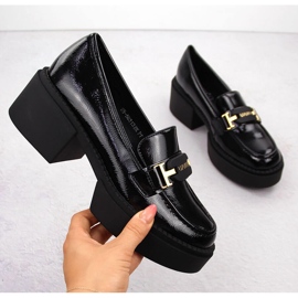 Mocasines mujer tacón charol negro Vinceza 58313 1