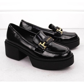 Mocasines mujer tacón charol negro Vinceza 58313 2