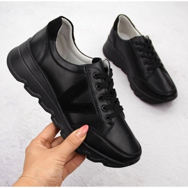 Deportivas cuña mujer piel negra Vinceza 7918 negro 1