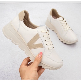 Deportivas cuña mujer piel beige Vinceza 7918 1