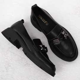 Mocasines mujer de piel con adorno, negro Vinceza 62183 3
