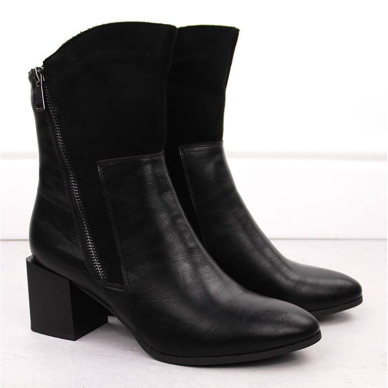 Botas de tacón alto con aislamiento para mujer, negras Jezzi ASA217-9 negro 2
