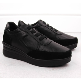 Deportivas cuña mujer piel negro Sergio Leone PB236-S 2