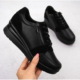 Deportivas cuña mujer piel negro Sergio Leone PB236-S 1