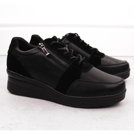Deportivas cuña mujer piel negro Sergio Leone PB236-S 2