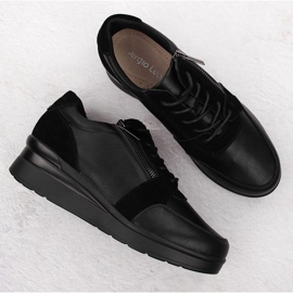 Deportivas cuña mujer piel negro Sergio Leone PB236-S 3