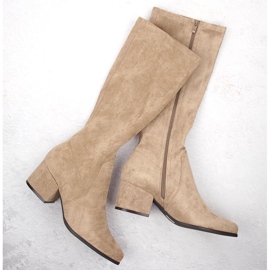 Botas tacón mujer ante beige Sergio Leone KZ212 1