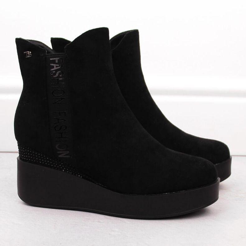 Botas de cuña aislantes para mujer con circonitas, negras T.Sokolski Z23-369 negro 2