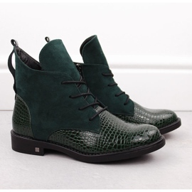 Botines de mujer con tacón plano, aislantes, verde Potocki SZ12080 2