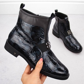 Botines de mujer en charol, negro, Potocki 12544 1