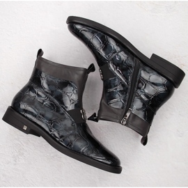 Botines de mujer en charol, negro, Potocki 12544 3