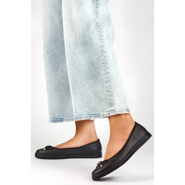Bailarinas de mujer negras con plantilla de piel, zapatos cómodos de mujer. negro 3