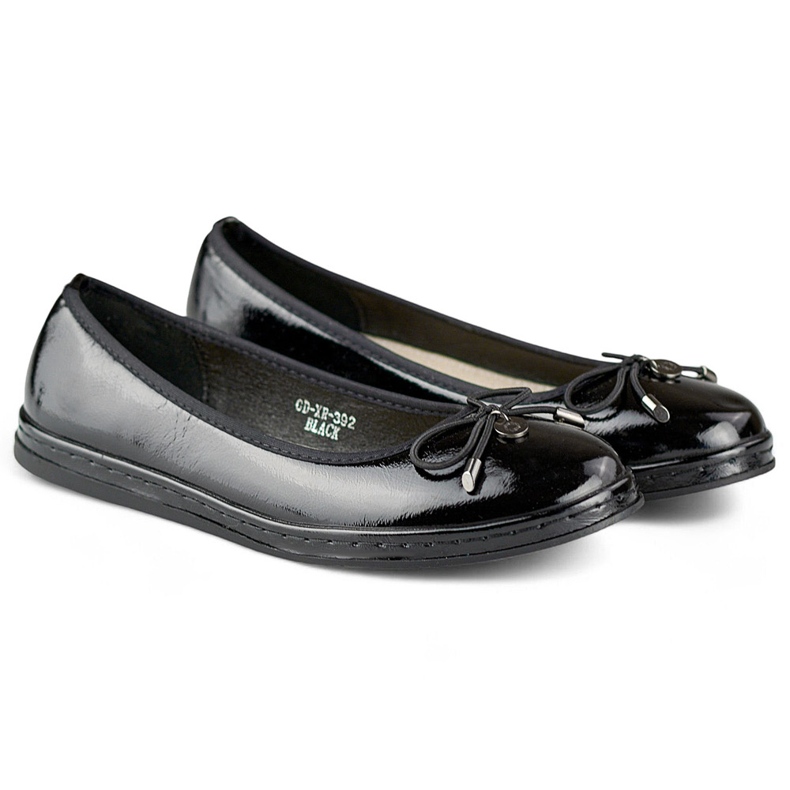 Bailarinas de mujer charol negro con plantilla de piel, zapatos cómodos de mujer 1