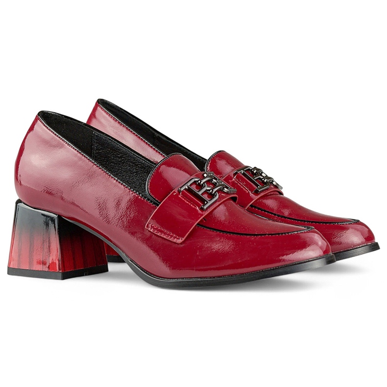 Zapatos de charol burdeos con tacón cómodo, salones de mujer. rojo 1 Zapatos de charol burdeos con tacón cómodo, salones de mujer. rojo 1