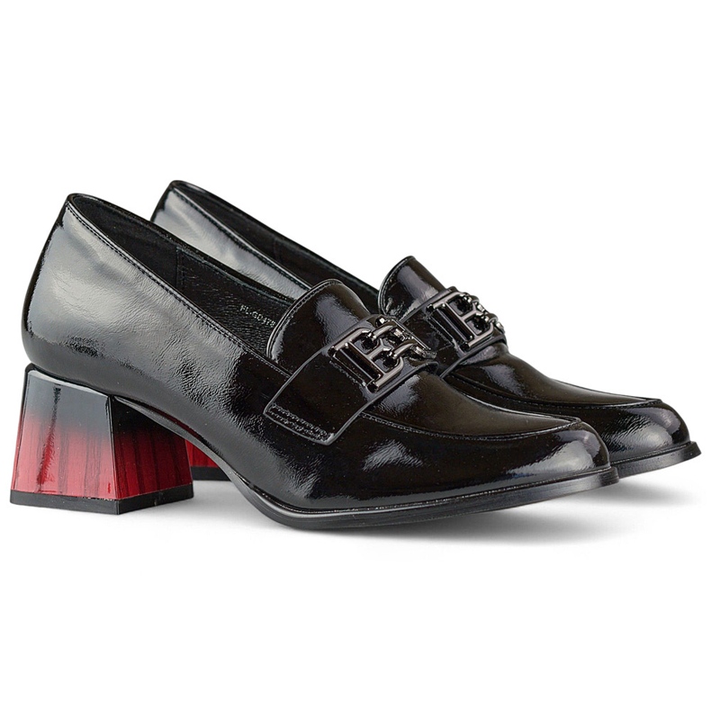 Zapatos de charol negro con tacón cómodo, salones de mujer. 1 Zapatos de charol negro con tacón cómodo, salones de mujer. 1