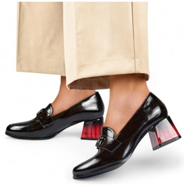 Zapatos de salón de charol negro para mujer con tacón alto, zapatos de mujer 2