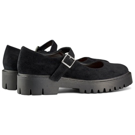 Zapatos de mujer de ante negro con cierre de hebilla 1 Zapatos de mujer de ante negro con cierre de hebilla 1