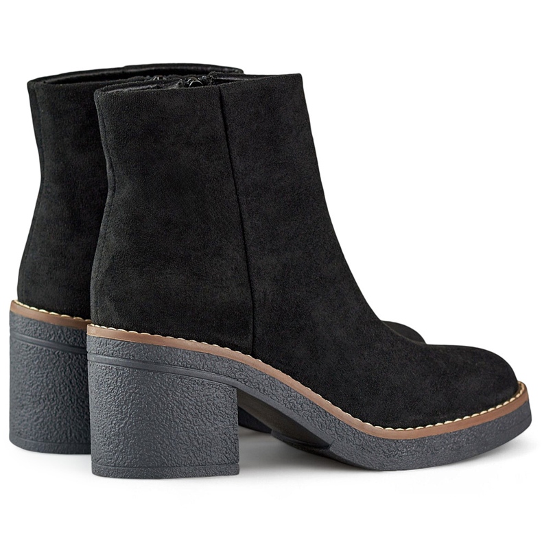 Botines negros clásicos de tacón para mujer. 1