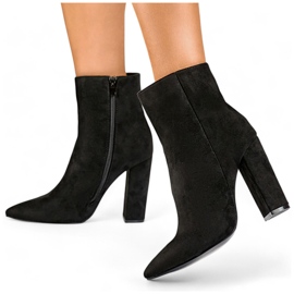 Botines de mujer negros de punta con tacón alto 2