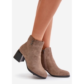 Botines Mujer Tacón Alto Cierre Cremallera, Beige Oscuro de Tinamar 1 Botines Mujer Tacón Alto Cierre Cremallera, Beige Oscuro de Tinamar 1