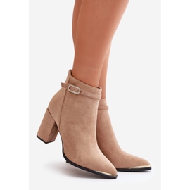 Botines de mujer aislantes con puntera en punta y tacón alto, Beige Laoreina 1 Botines de mujer aislantes con puntera en punta y tacón alto, Beige Laoreina 1