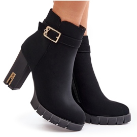 Botines de mujer aislantes con hebilla dorada, negro Taitra 10