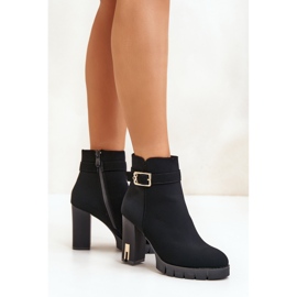 Botines de mujer aislantes con hebilla dorada, negro Taitra 3