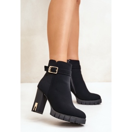 Botines de mujer aislantes con hebilla dorada, negro Taitra 2 Botines de mujer aislantes con hebilla dorada, negro Taitra 2