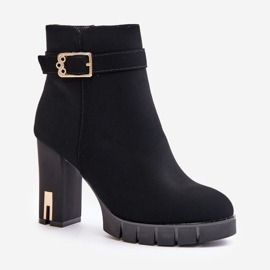 Botines de mujer aislantes con hebilla dorada, negro Taitra 4