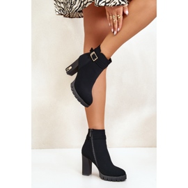 Botines de mujer aislantes con hebilla dorada, negro Taitra 5
