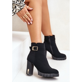 Botines de mujer aislantes con hebilla dorada, negro Taitra 6