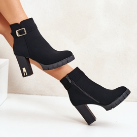 Botines de mujer aislantes con hebilla dorada, negro Taitra 7