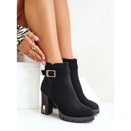 Botines de mujer aislantes con hebilla dorada, negro Taitra 8