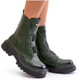 Botas de trabajo aislantes para mujer con cremallera, piel ecológica, verde Mailyra 11