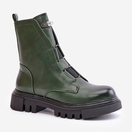 Botas de trabajo aislantes para mujer con cremallera, piel ecológica, verde Mailyra 5