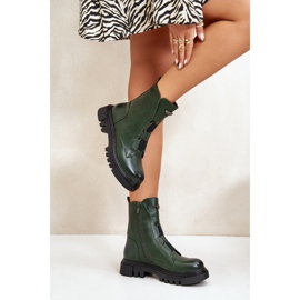 Botas de trabajo aislantes para mujer con cremallera, piel ecológica, verde Mailyra 6
