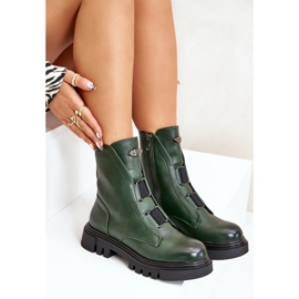 Botas de trabajo aislantes para mujer con cremallera, piel ecológica, verde Mailyra 9