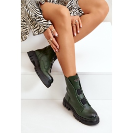 Botas de trabajo aislantes para mujer con cremallera, piel ecológica, verde Mailyra 10