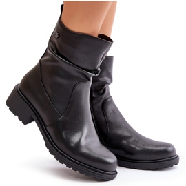 Botines Cálidos Mujer Piel Con Arrugas, Negro Vinceza 66714 11